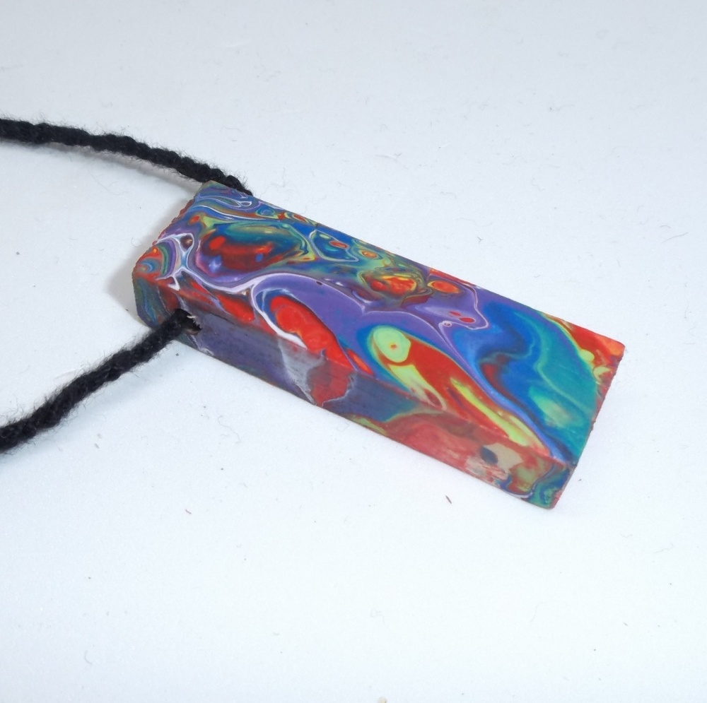 Artisan jewelry Painted Wooden Necklace